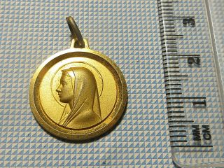 Saint Mary.  Antique French Religious Gilded Medal/pendant