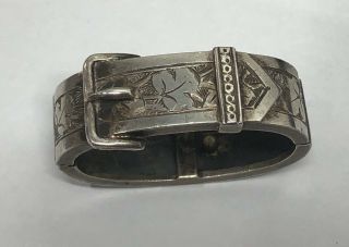Antique Victorian Silver Buckle Scarf Ring Clip 1890
