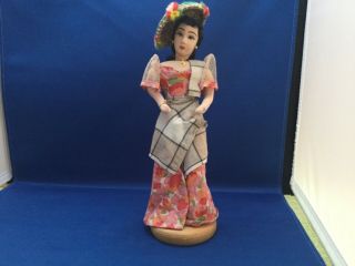 Vintage 60’s Alto Craft Inc.  Philippines Handcrafted Well Dressed Lady Doll 9” Ta