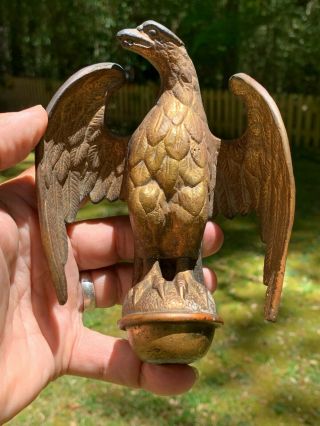 ☆ Vintage Cast Brass American Eagle Flag Pole Topper / Finial☆ 6 Inch X 4 Inch ☆