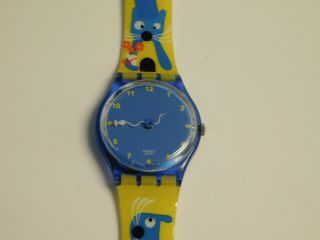 Swatch Watch 2003 " Cat And Mouse Trap " With Fresh Battery (very Rare Watch)