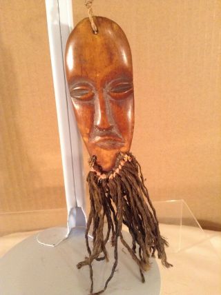 Vintage Folk Art Wood Carving Of Man’s Face With A Beard