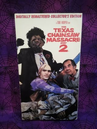 Texas Chainsaw Massacre 2 Vhs Signed Horror Digitally Remastered Htf Oop Rare