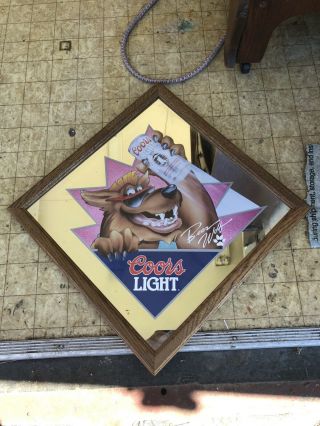 Vintage Coors Light Beer Wolf Advertising Mirror Sign 16 " X 16 " Rare