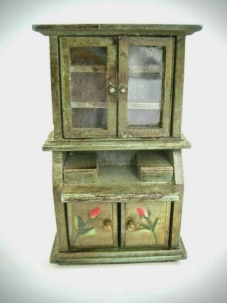 Miniature Doll House China Cabinet Dining Room Hutch Hand Painted Russ Berrie