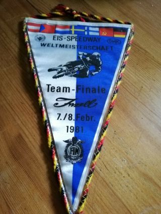 Rare 1981 World Team Final Ice Speedway Cloth Pennant