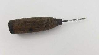Antique Awl Scribe Leather Tool Wood Handle Older Vintage U7