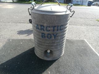 Rare Vintage Arctic Boy 5 - Gallon Galvanized Water Cooler W/galvanized Liner