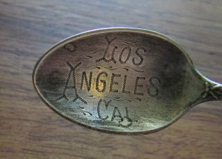 Antique Souvenir W H Sterling Silver Spoon Etched Los Angeles California 3 7/8 "