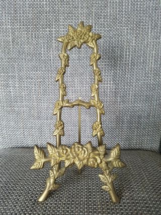 Brass Plate Stand Antique Vintage Easel