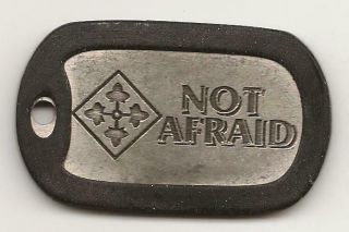 Psalm 91:5 Antique Finish Dog Tag Not Afraid 4th Infantry Division