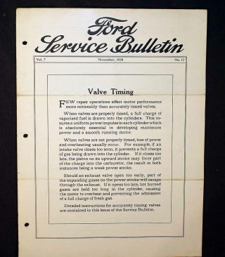 Antique Ford Model T Service Bulletin Fordson 1926 Valve Timing Gauge
