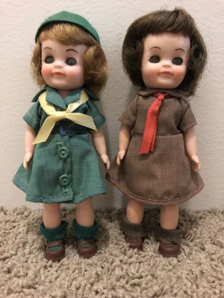 Vintage (1965) Effanbee Girl Scout & Brownie Scout,  (set Of 2),  8 1/2 Inch (hc)