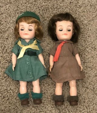 Vintage (1965) Effanbee Girl Scout & Brownie Scout,  (Set Of 2),  8 1/2 Inch (HC) 2