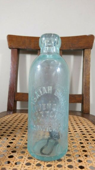 Antique Hutch Bottle Isaiah Bunn Riverside Bottling Warwick Ny 3