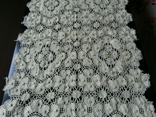 Vintage Yellow Cotton Machine Lace Long Table Runner 34 " X 9 1/2 "