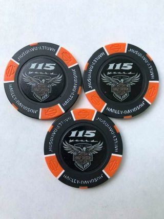 Rare Error Harley Davidson 115th Annivery Hd Poker Chip (both Sides Alike)
