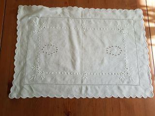 Vintage Cut Work And Embroidered Tray Cloth