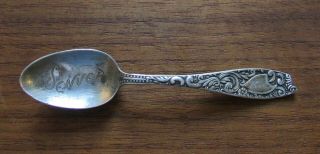 Antique Souvenir Rm&s Sterling Silver Spoon Etched Denver Pheme Monogram 3 7/8 "