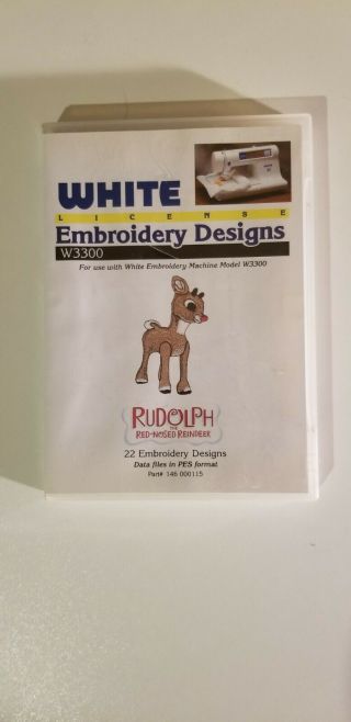 Rare Rudolph Christmas Embroidery Designs Card Fits Deco Brother Baby Lock White