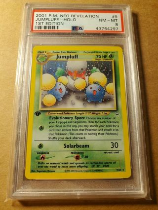 Pokemon Psa 8 Nm - M 1st Edition Neo Revelation Jumpluff 9/64 Rare Holo