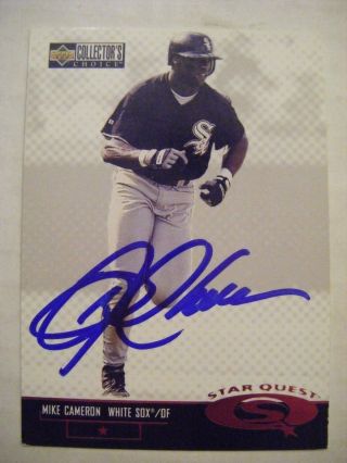 Mike Cameron Signed Rare White Sox 1998 Upper Deck Collectors Baseball Card Auto
