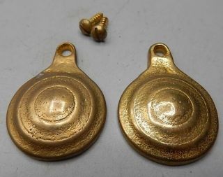 Pair Vintage Cast Brass Bed Post Escutheons - Covers The Open Bolt Heads & Holes