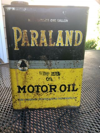 Vintage Paraland Oil Can,  1 Gallon,  Garage,  Automotive,  Rare