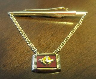 Vintage Red And Gold Tone Mason Freemason Shriner Tie Chain With Clasp Bar