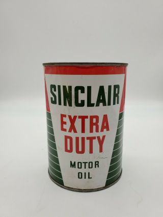 Vintage Sinclair Extra Duty 1 Quart Motor Oil Can Copyright 1938 Rare