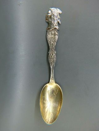 Great California Sterling Souvenir Spoon Indian On Handle 1904