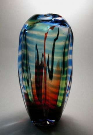 Large Rare Mid Century Modern Scandinavian Art Glass Vase