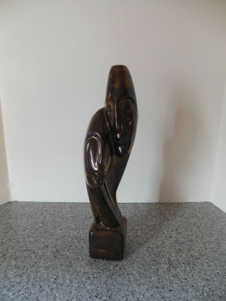 Vintage Retro Ceramic Sculpture Entwined Lovers Heads Figurine Signed Ja