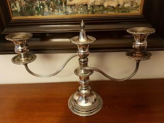 Vintage Silver Plated On Copper Three Branch Candelabra,  Two Of Two