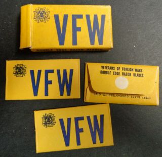 Vintage Usa Razor Blades Vfw Vetrans Of Foreign Wars Pack Of 3 Rare