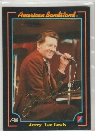 Jerry Lee Lewis American Bandstand Rare Gold Facsimile Signature Card 32 Ex