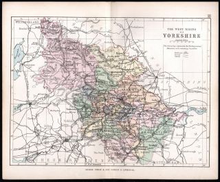 West Riding Of Yorkshire 1891 George Philip & Son Antique Map