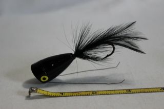 Vintage Phillips Weedless Popper Fly Rod Fishing Lure Vg,  1 3/8 " Black