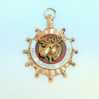 Antique P.  A.  B.  Loyal Order Of Moose 1912 - 13 Past Supreme Governor Gold Watch Fob
