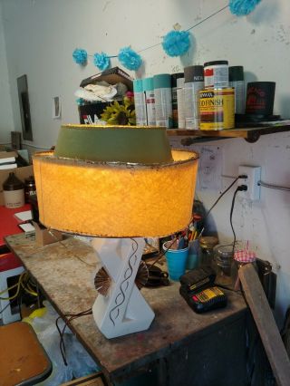 Vintage Mid Century Modern Atomic? Desk Lamp With 2 Tier Lampshade 2