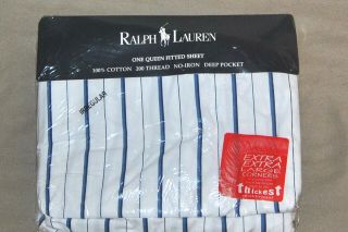 Rare Vintage Ralph Lauren Jonquil Blue Queen Fitted Sheet Irregular