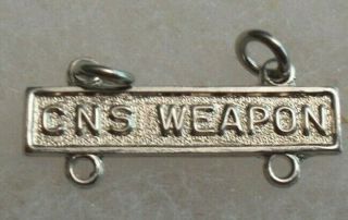 Wwii Qualification Bar Rare " Cns Weapon " Bar Very Rare Solid Back No Hm 2 Rings