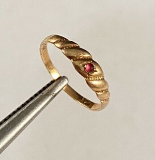 Antique Vintage Solid 10k Yellow Gold Ruby Band Infant Baby Ring Size “0” :)