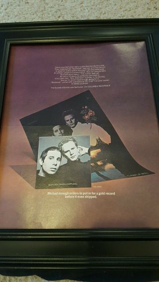 Simon And Garfunkel Bookends Rare Promo Poster Ad Framed