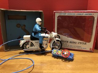 Rare Vintage Bandai Honda Police Auto Cycle R/c Motorcycle Japan