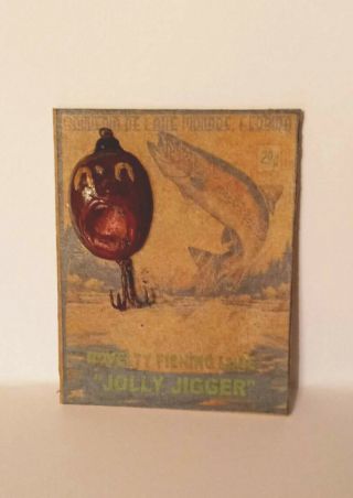 Vintage Souvenir Of Old Florida Novelty Post Card Style Jolly Head Man Fish Lure
