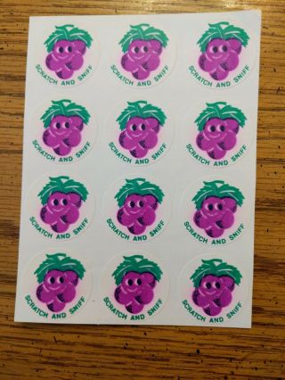 Rare Vintage Ctp Scratch And Sniff Stickers - 1977 - Grape One Sheet