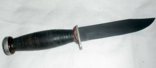 Antique Schrade Walden Hunting Knife H - 15 Blade Leather Handle 9.  75 " Vintage