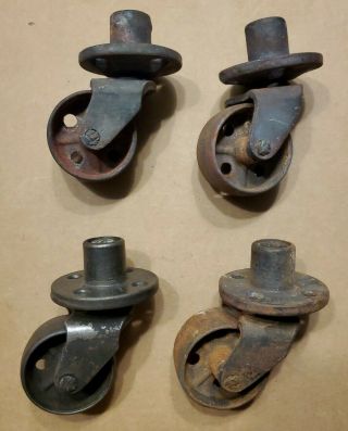 Set 4 Rare Vintage Industrial Metal Cast Iron Caster Wheels Payson No 18 42h