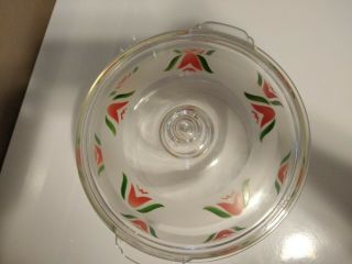 Vintage Pyrex Rare Htf Frosted Red Tulip
